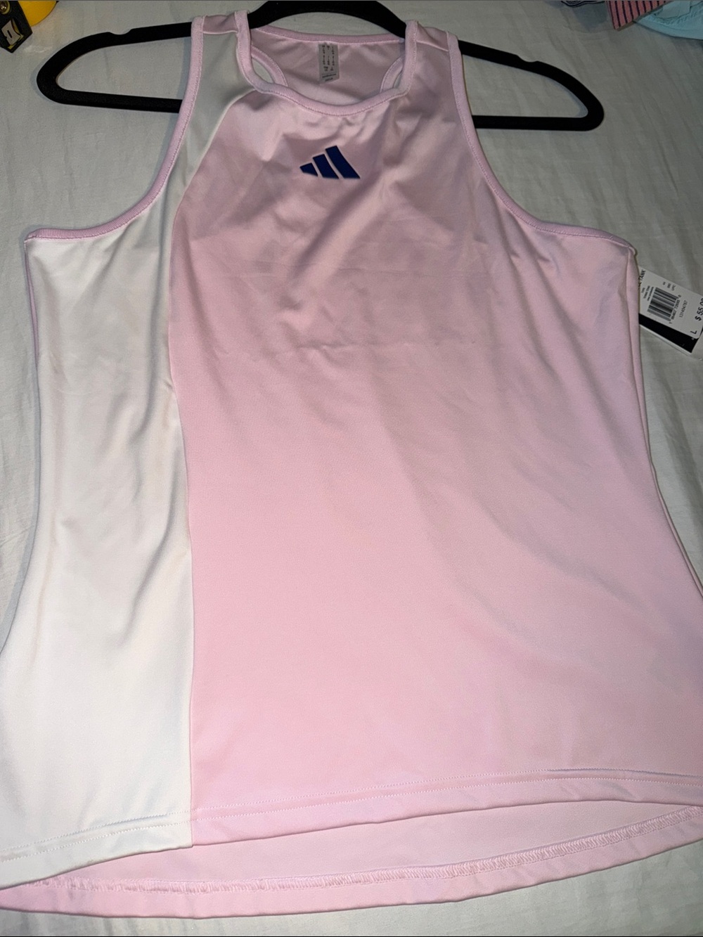 adidas Light Pink and White Racerback Performance Tank